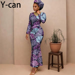 Women's Long-Sleeve Ankara Dress & Headscarf - Free Delivery Worldwide only at Flexi Africa