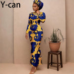 Women's Long-Sleeve Ankara Dress & Headscarf - Free Delivery Worldwide only at Flexi Africa