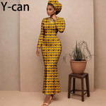Women's Long-Sleeve Ankara Dress & Headscarf - Free Delivery Worldwide only at Flexi Africa