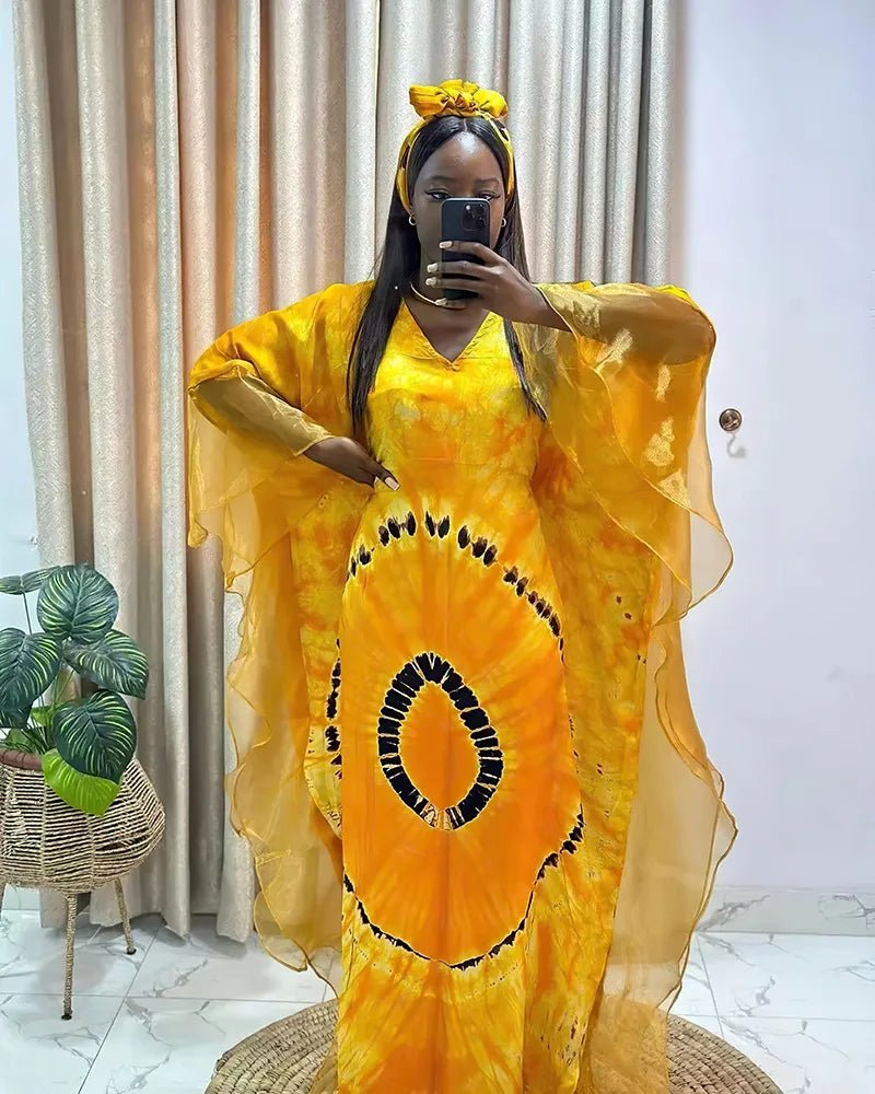 Women's Long-Sleeve Boubou-Style Kaftan Dress - Free Delivery Worldwide only at Flexi Africa