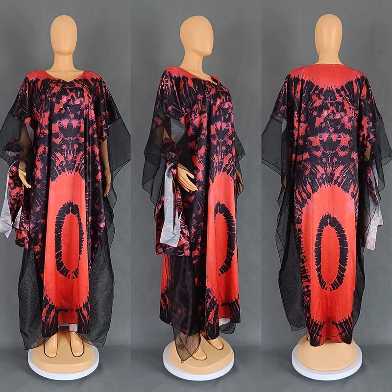 Women's Long-Sleeve Boubou-Style Kaftan Dress - Free Delivery Worldwide only at Flexi Africa