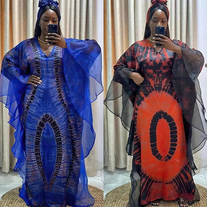 Women's Long-Sleeve Boubou-Style Kaftan Dress - Free Delivery Worldwide only at Flexi Africa