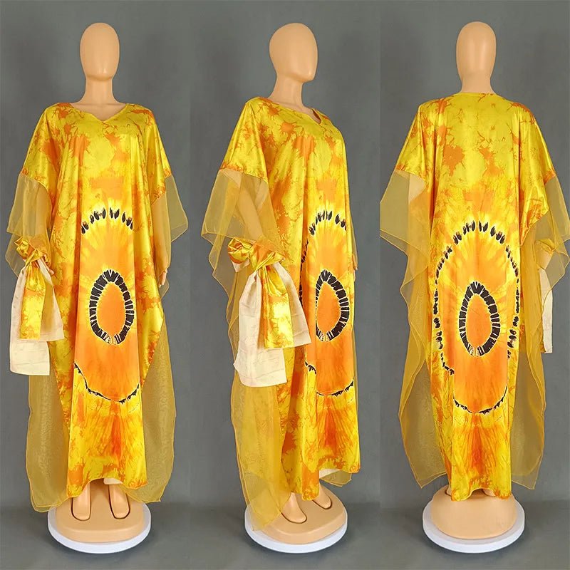 Women's Long-Sleeve Boubou-Style Kaftan Dress - Free Delivery Worldwide only at Flexi Africa