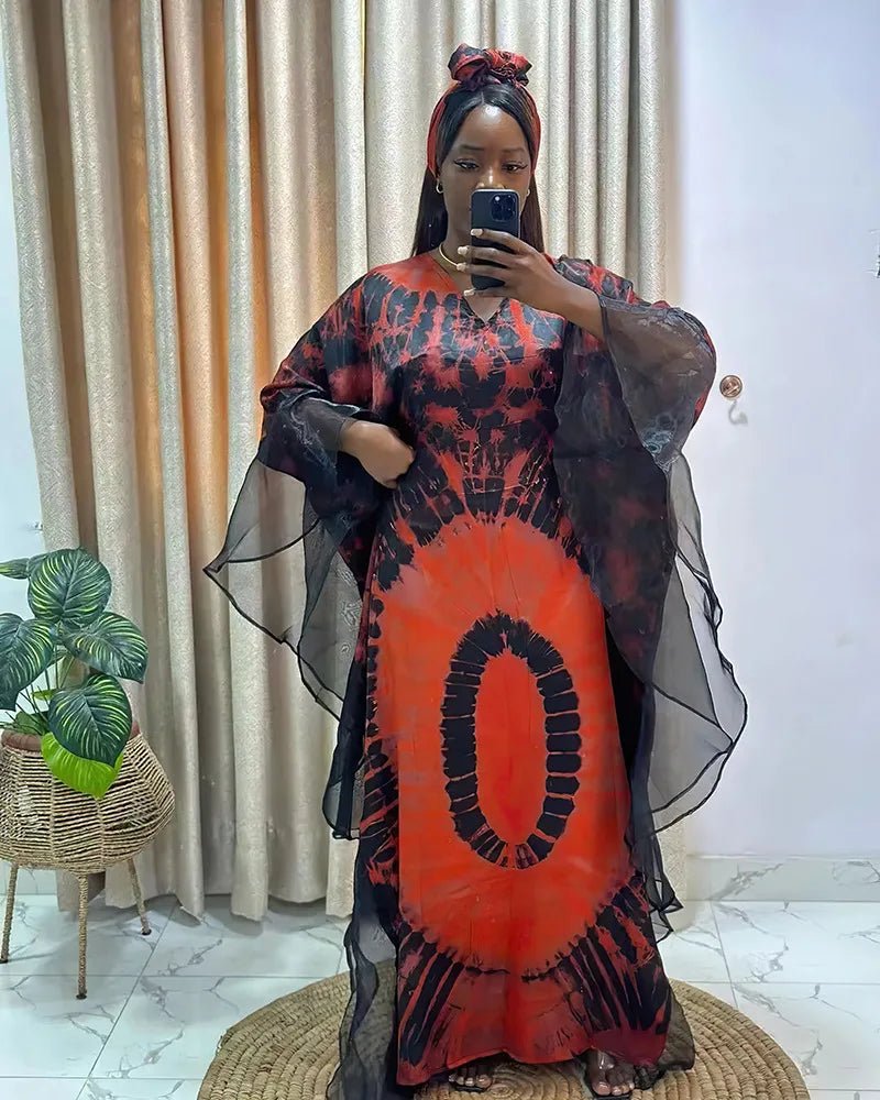 Women's Long-Sleeve Boubou-Style Kaftan Dress - Free Delivery Worldwide only at Flexi Africa