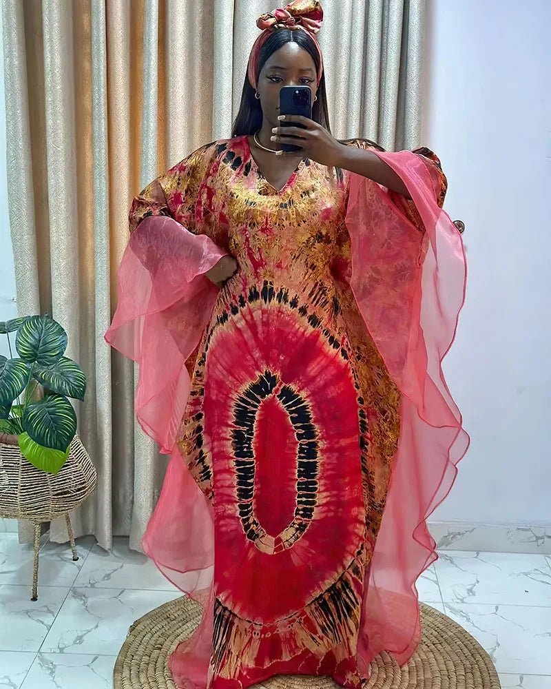 Women's Long-Sleeve Boubou-Style Kaftan Dress - Free Delivery Worldwide only at Flexi Africa