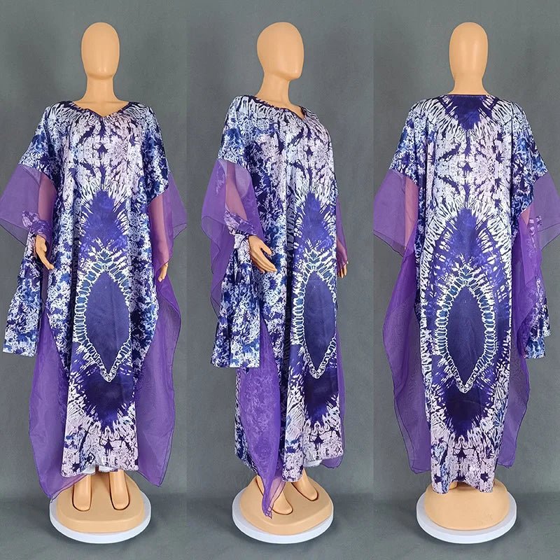 Women's Long-Sleeve Boubou-Style Kaftan Dress - Free Delivery Worldwide only at Flexi Africa