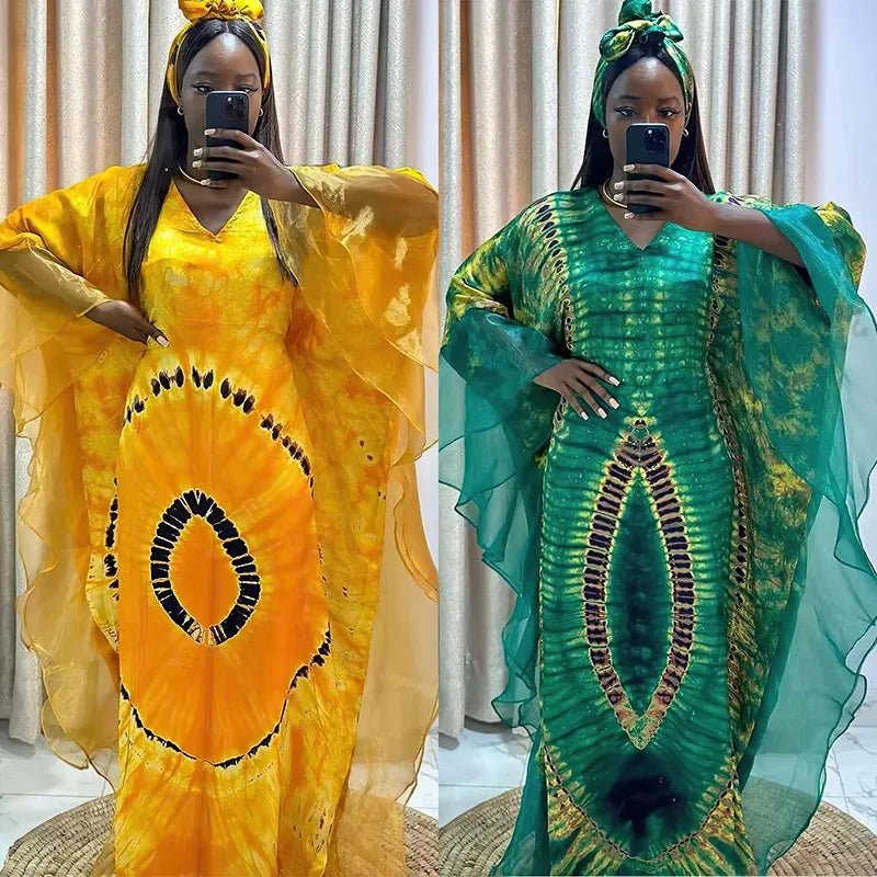 Women's Long-Sleeve Boubou-Style Kaftan Dress - Free Delivery Worldwide only at Flexi Africa