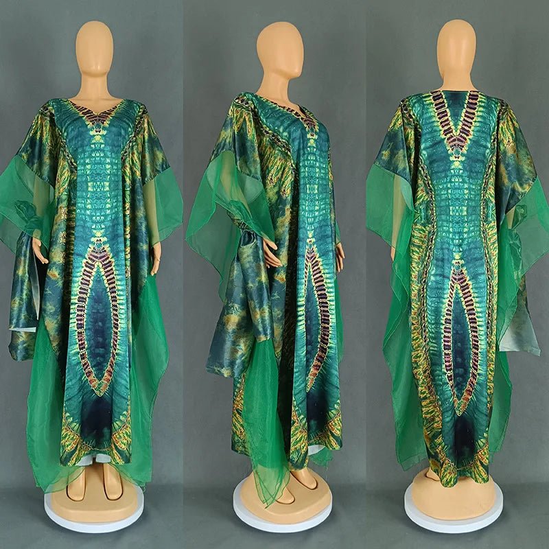 Women's Long-Sleeve Boubou-Style Kaftan Dress - Free Delivery Worldwide only at Flexi Africa
