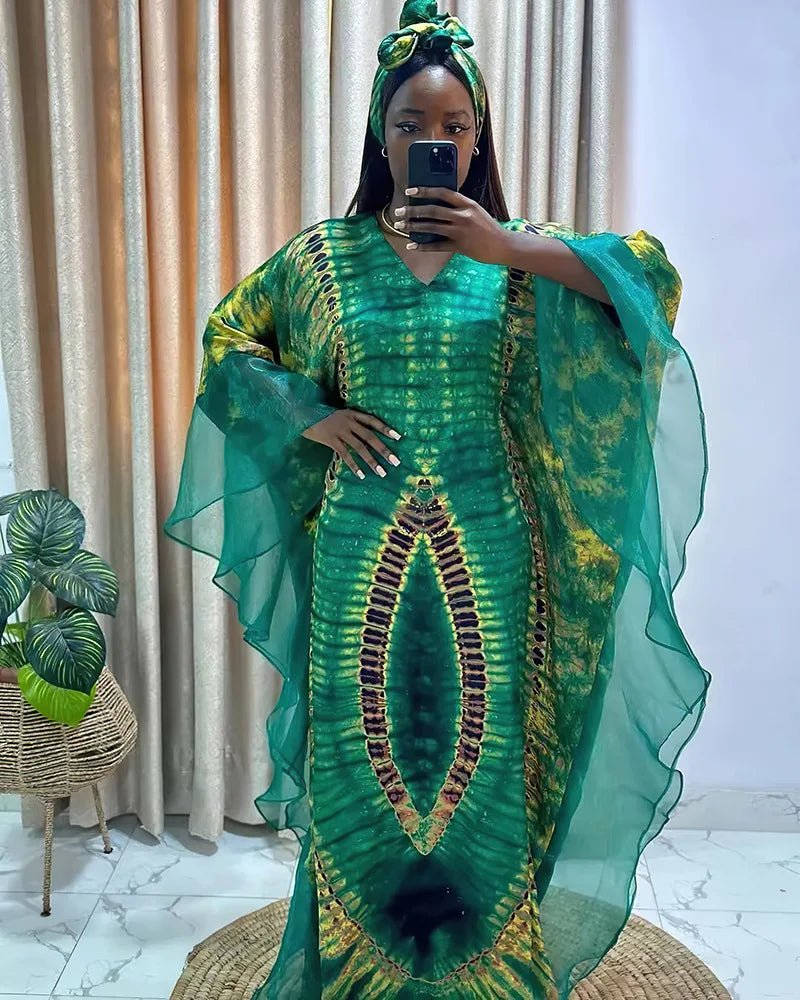 Women's Long-Sleeve Boubou-Style Kaftan Dress - Free Delivery Worldwide only at Flexi Africa