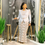 Women’s Luxury Green Sequin African Maxi Dress – Elegant Wedding & Party Gown - Free Delivery Worldwide only at Flexi Africa