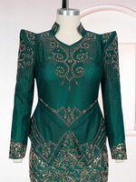 Women’s Luxury Green Sequin African Maxi Dress – Elegant Wedding & Party Gown - Free Delivery Worldwide only at Flexi Africa