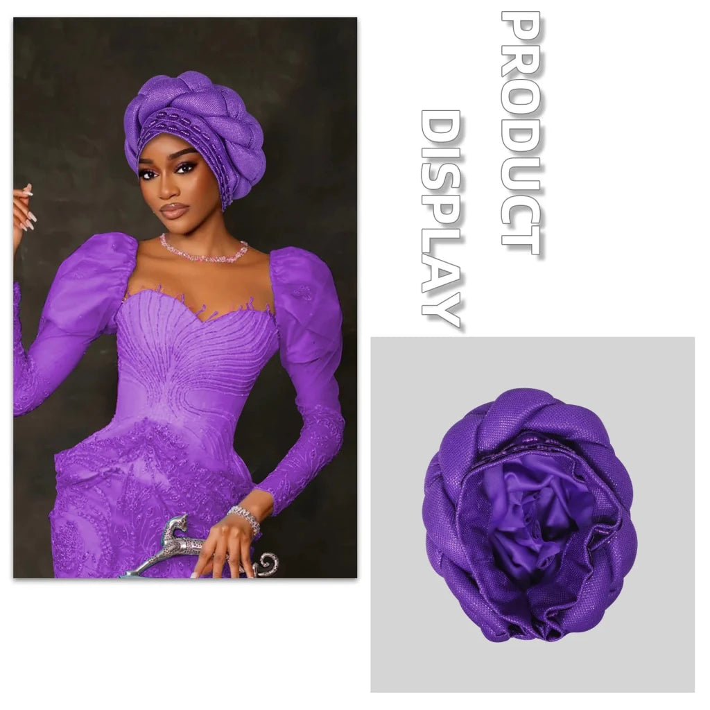 Women’s Nigerian Auto Gele – Stylish Wedding & Party Headscarf - Free Delivery Worldwide only at Flexi Africa