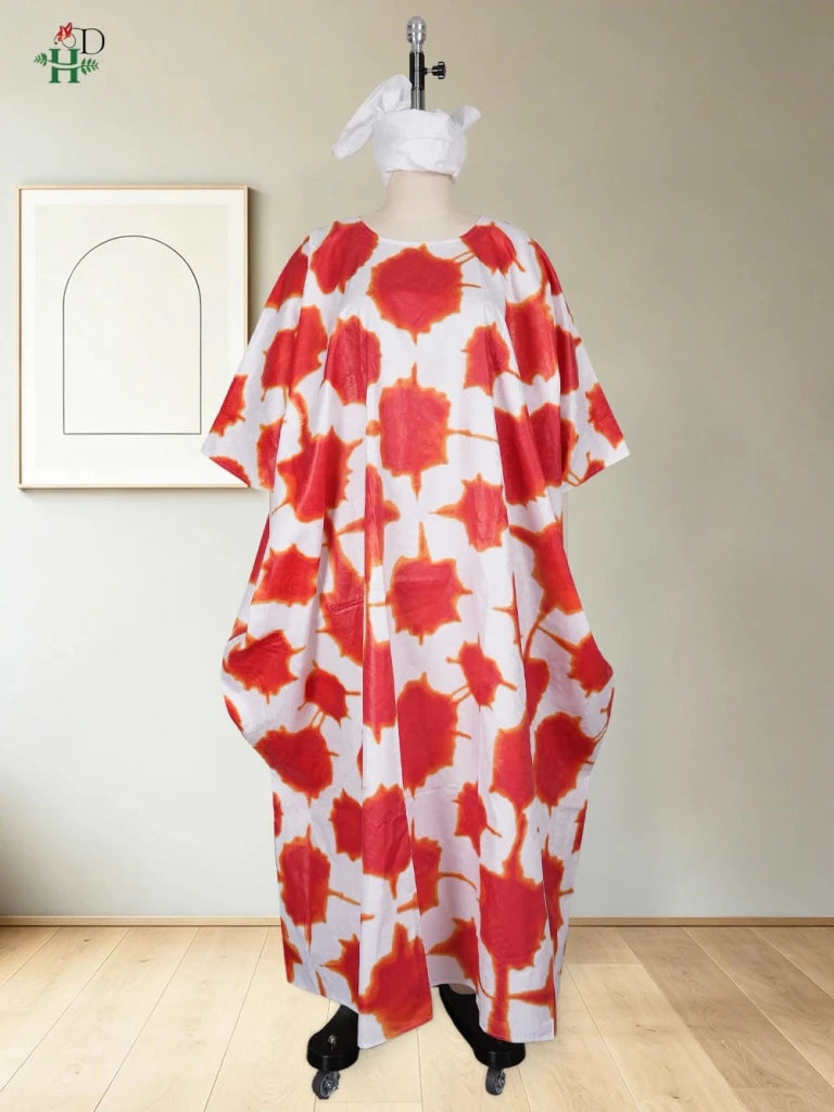 Women’s Nigerian Boubou Dress – Rich Basin Print African Maxi Gown - Free Delivery Worldwide only at Flexi Africa