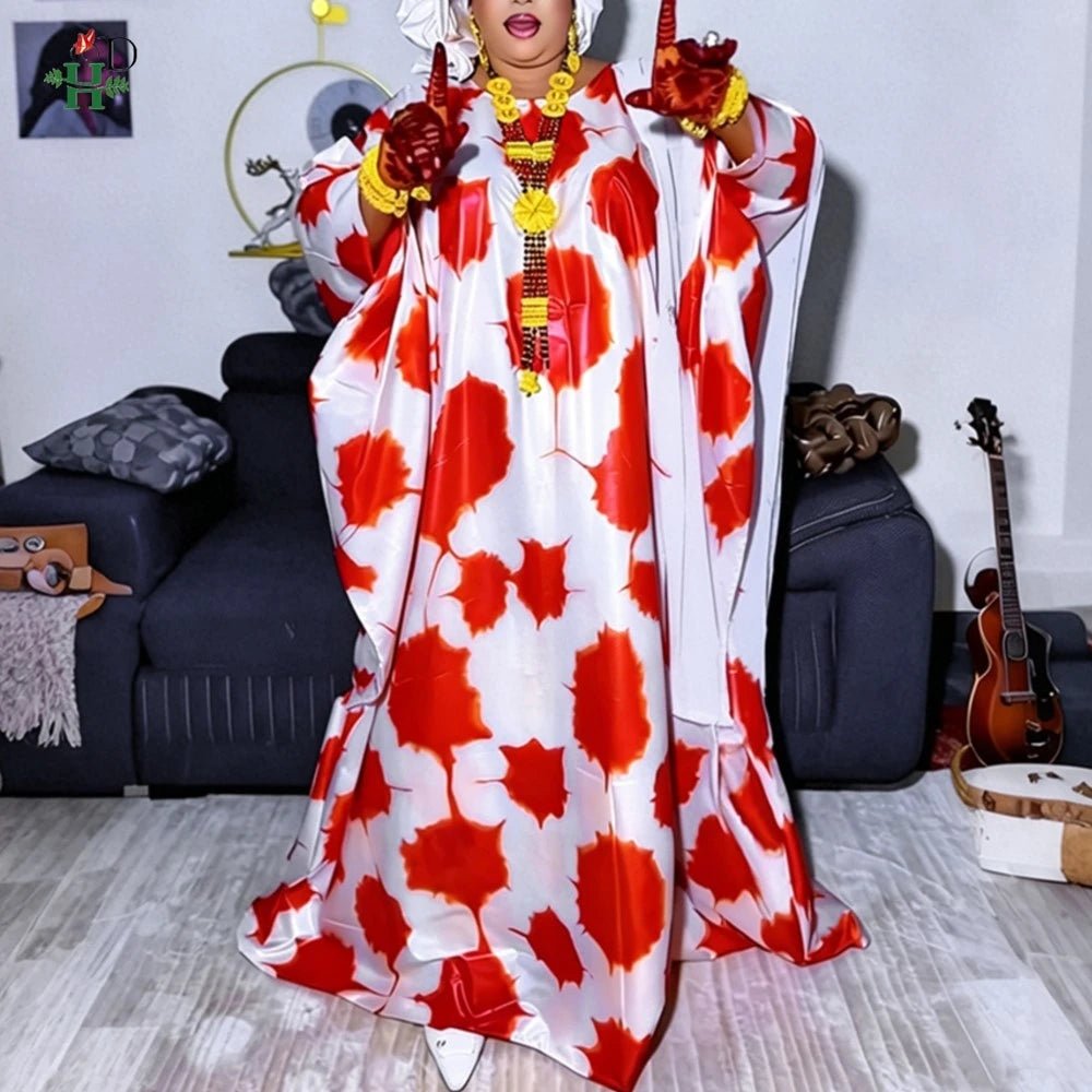 Women’s Nigerian Boubou Dress – Rich Basin Print African Maxi Gown - Free Delivery Worldwide only at Flexi Africa