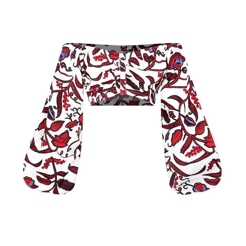 Women's Off-Shoulder Print Top & Slit Maxi Skirt Options - Free Delivery Worldwide only at Flexi Africa
