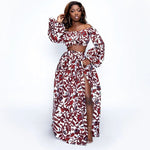 Women's Off-Shoulder Print Top & Slit Maxi Skirt Options - Free Delivery Worldwide only at Flexi Africa