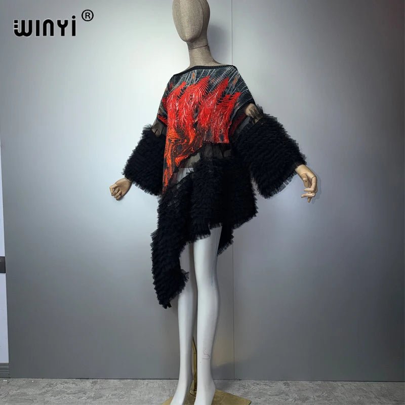 Women's Pleated Puff-Sleeve Kaftan Dress - Free Delivery Worldwide only at Flexi Africa