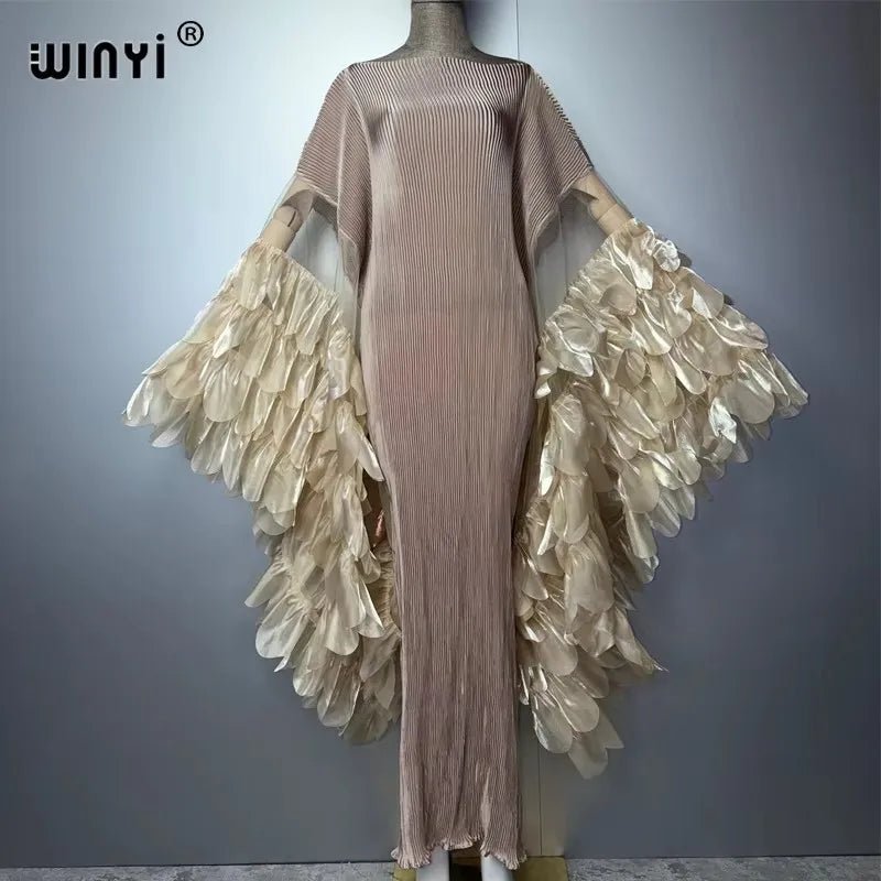 Women's Pleated Stretch Evening Kaftan - Free Delivery Worldwide only at Flexi Africa
