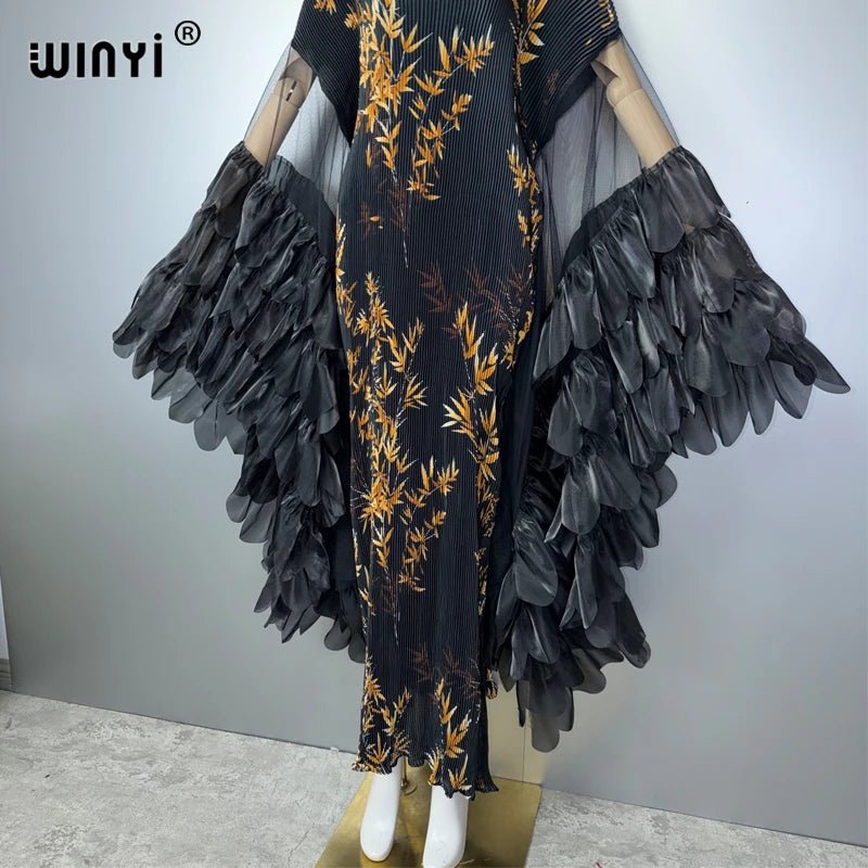 Women's Pleated Stretch Evening Kaftan - Free Delivery Worldwide only at Flexi Africa