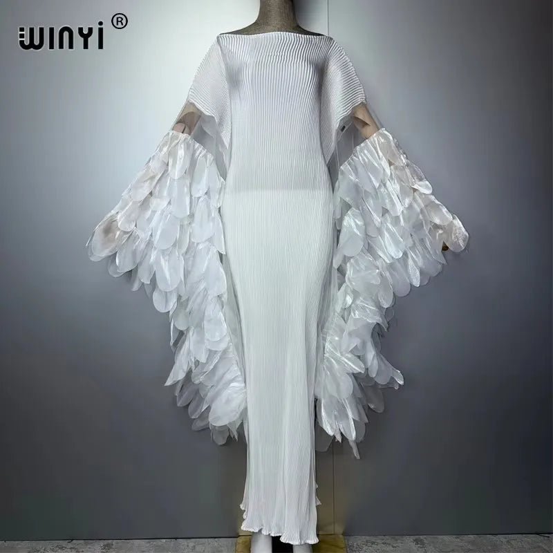Women's Pleated Stretch Evening Kaftan - Free Delivery Worldwide only at Flexi Africa