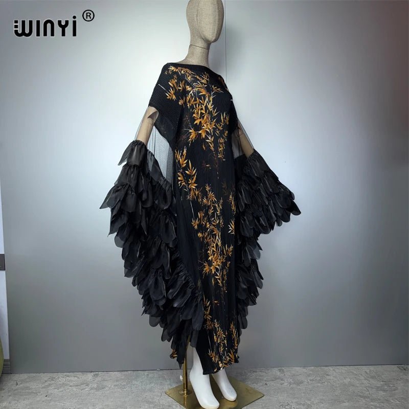 Women's Pleated Stretch Evening Kaftan - Free Delivery Worldwide only at Flexi Africa