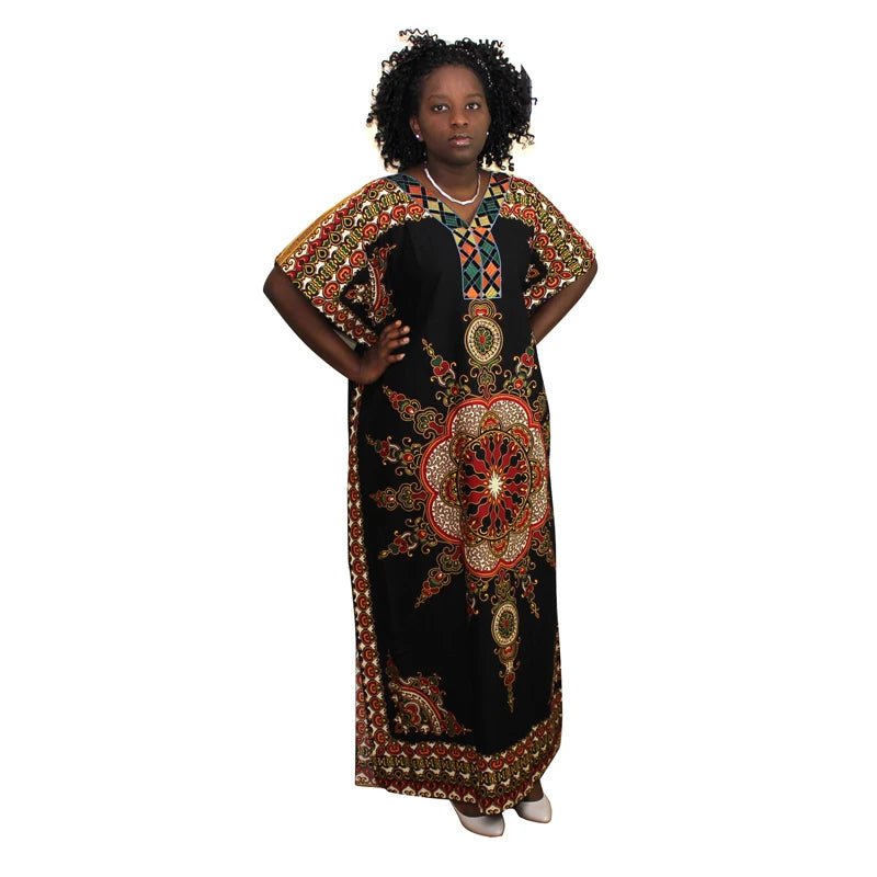 Women’s Plus Size African Party Dress – Ankara Dashiki Cotton Maxi Gown - Free Delivery Worldwide only at Flexi Africa