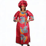 Women's Plus Size Embroidered Dress with Scarf - Free Delivery Worldwide only at Flexi Africa