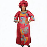 Women's Plus Size Embroidered Dress with Scarf - Free Delivery Worldwide only at Flexi Africa