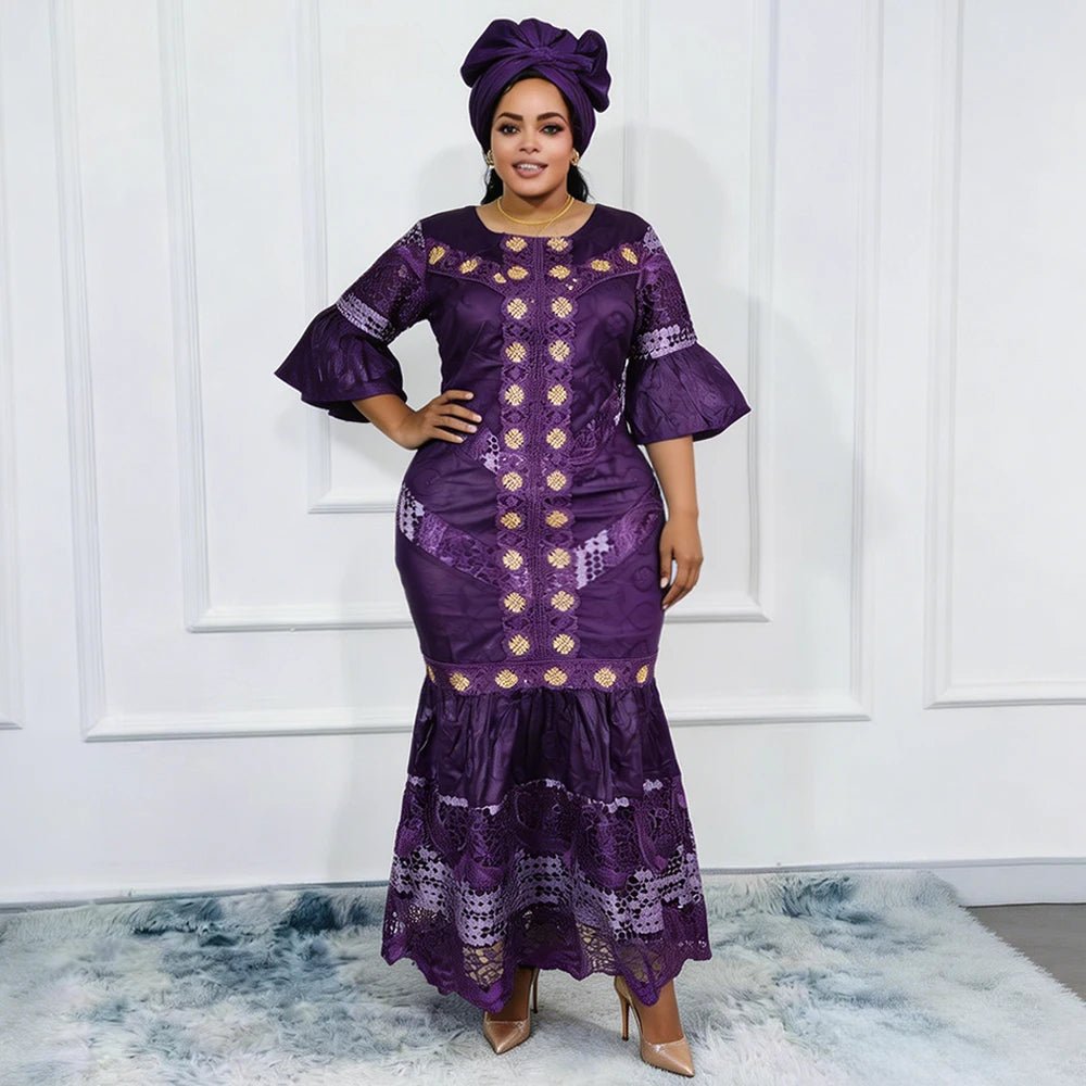 Women's Plus Size Embroidered Evening Gown - Free Delivery Worldwide only at Flexi Africa