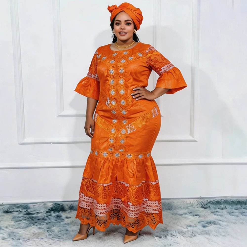 Women's Plus Size Embroidered Evening Gown - Free Delivery Worldwide only at Flexi Africa