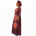 Women's Plus-Size Embroidered Long Dress & Scarf - Free Delivery Worldwide only at Flexi Africa