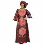 Women's Plus-Size Embroidered Long Dress & Scarf - Free Delivery Worldwide only at Flexi Africa