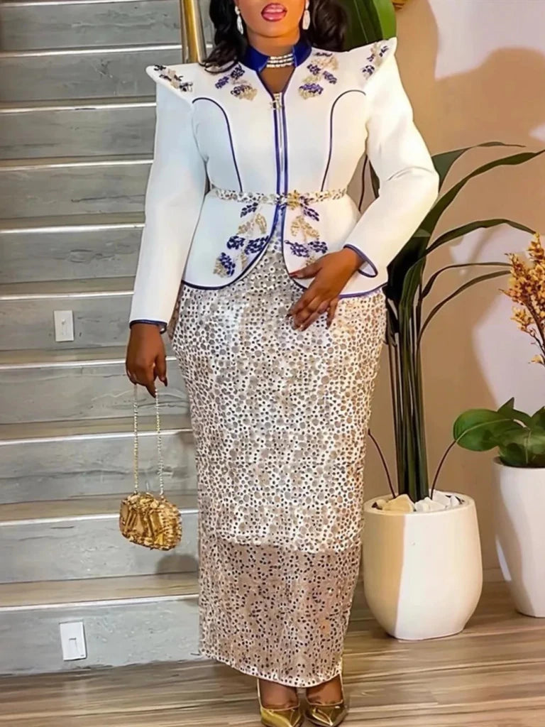 Women's Plus Size Sequin Top and Skirt Set - Free Delivery Worldwide only at Flexi Africa