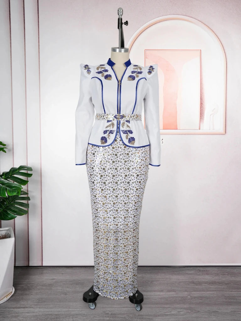 Women's Plus Size Sequin Top and Skirt Set - Free Delivery Worldwide only at Flexi Africa