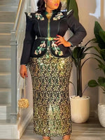 Women's Plus Size Sequin Top and Skirt Set - Free Delivery Worldwide only at Flexi Africa