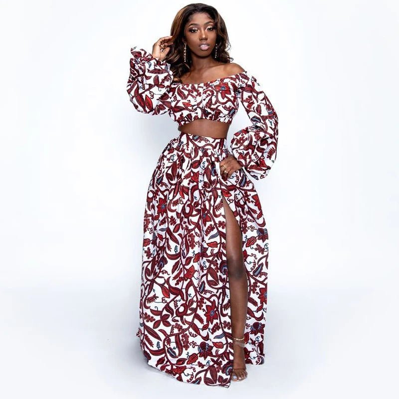two piece summer maxi dress Print Two-Piece Set