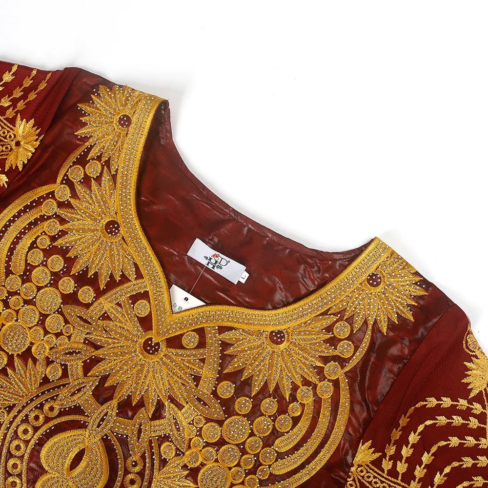 Women’s Purple Bazin Embroidered Traditional African Wedding Dress – Luxury Occasion Wear - Free Delivery Worldwide only at Flexi Africa