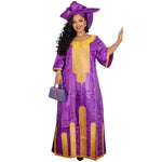 Women's Purple Plus Size Embroidered Dress with Scarf - Free Delivery Worldwide only at Flexi Africa