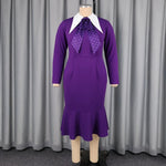 Women's Purple Plus Size Long-Sleeve Midi Dress - Free Delivery Worldwide only at Flexi Africa