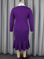 Women's Purple Plus Size Long-Sleeve Midi Dress - Free Delivery Worldwide only at Flexi Africa