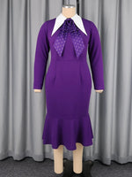 Women's Purple Plus Size Long-Sleeve Midi Dress - Free Delivery Worldwide only at Flexi Africa