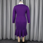 Women's Purple Plus Size Long-Sleeve Midi Dress - Free Delivery Worldwide only at Flexi Africa