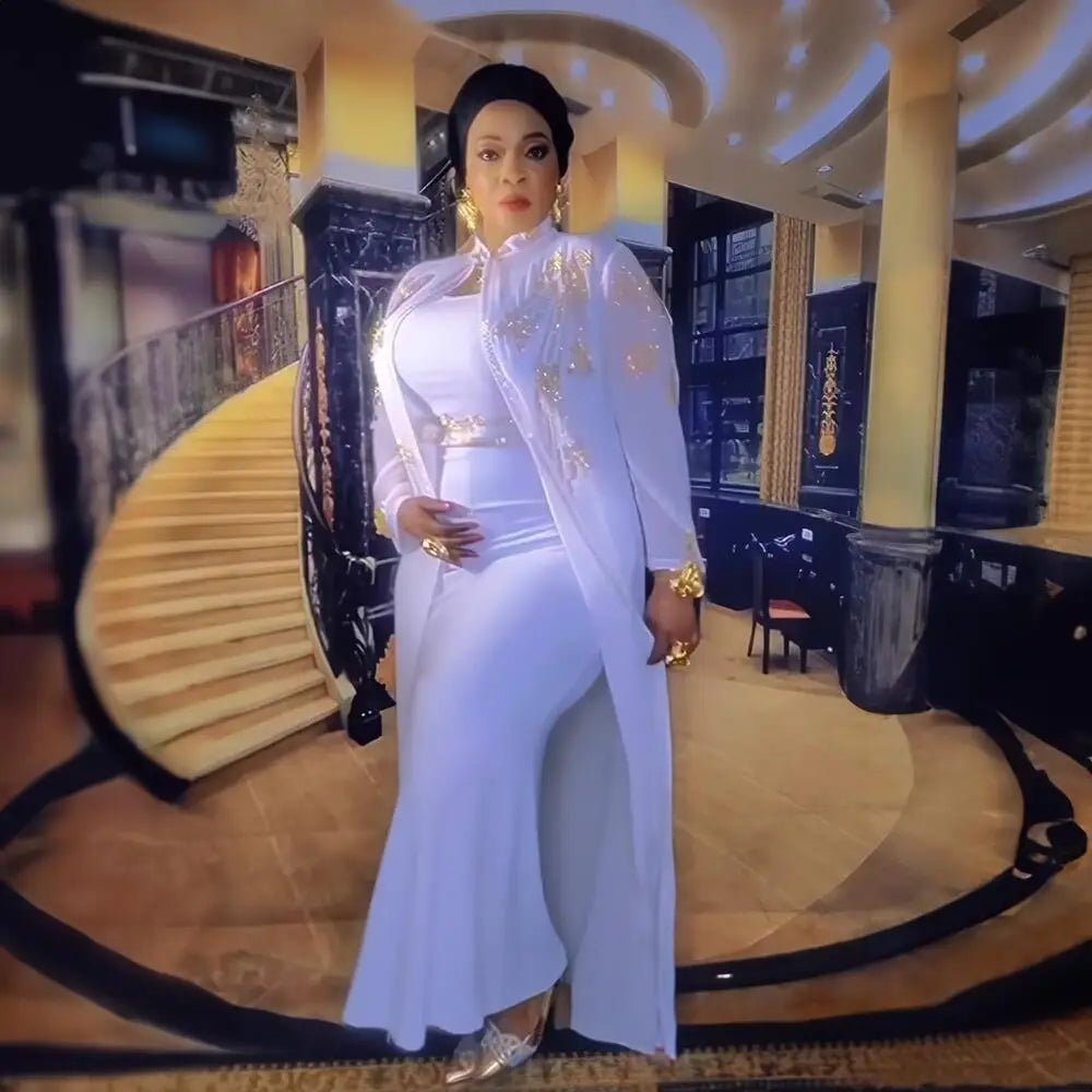 Women's Rhinestone African Suit Dress – Long Elegant Gown - Free Delivery Worldwide only at Flexi Africa