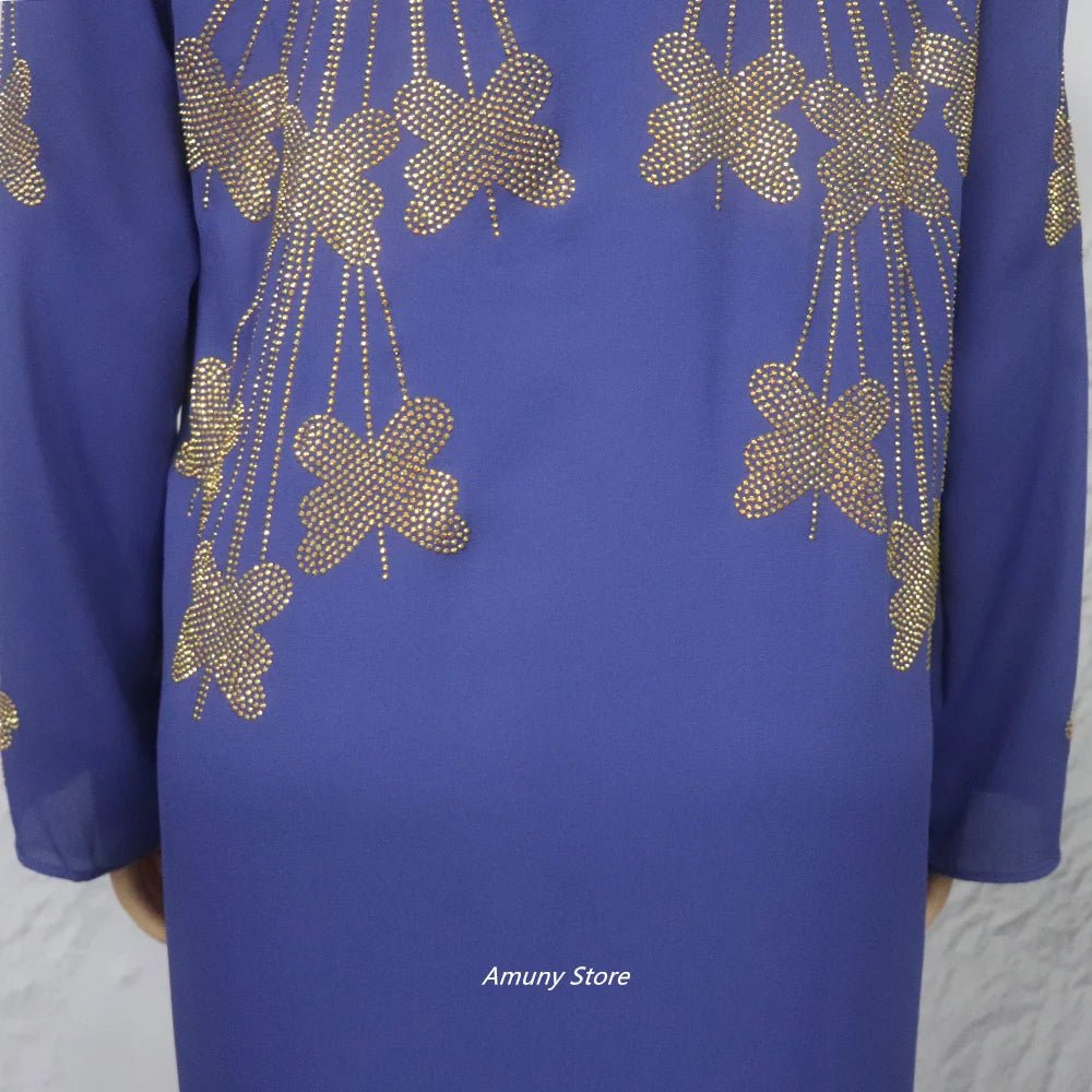 Women's Rhinestone African Suit Dress – Long Elegant Gown - Free Delivery Worldwide only at Flexi Africa