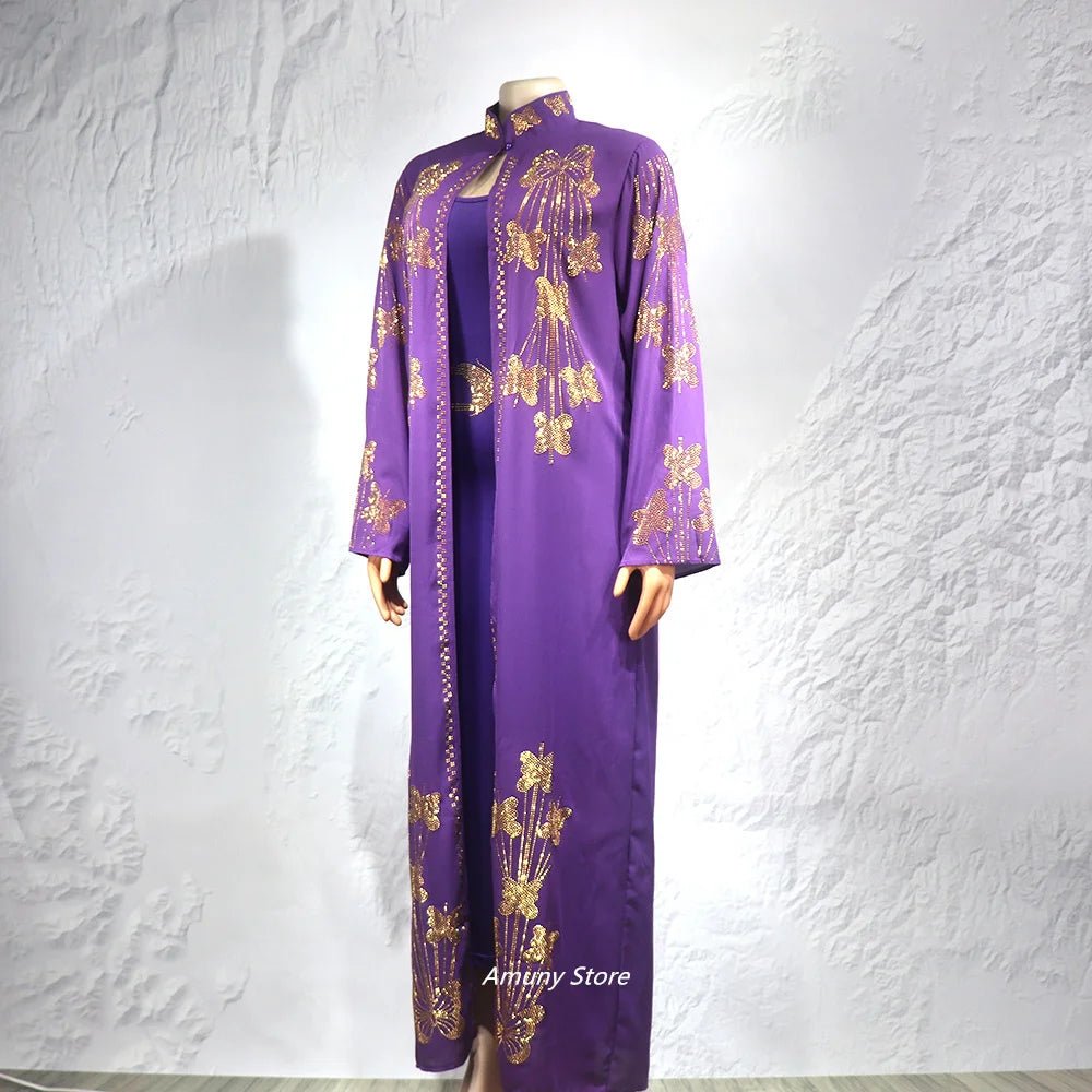 Women's Rhinestone African Suit Dress – Long Elegant Gown - Free Delivery Worldwide only at Flexi Africa