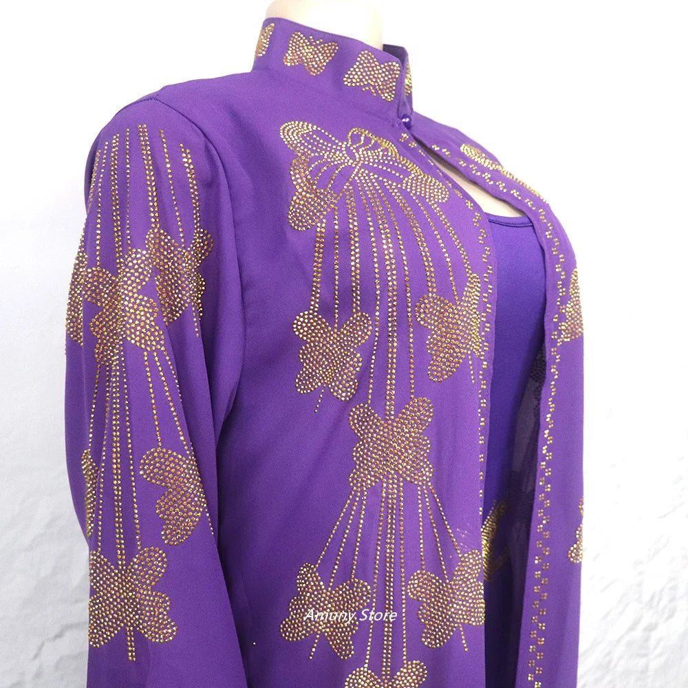 Women's Rhinestone African Suit Dress – Long Elegant Gown - Free Delivery Worldwide only at Flexi Africa