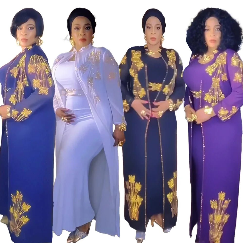 Women's Rhinestone African Suit Dress – Long Elegant Gown - Free Delivery Worldwide only at Flexi Africa