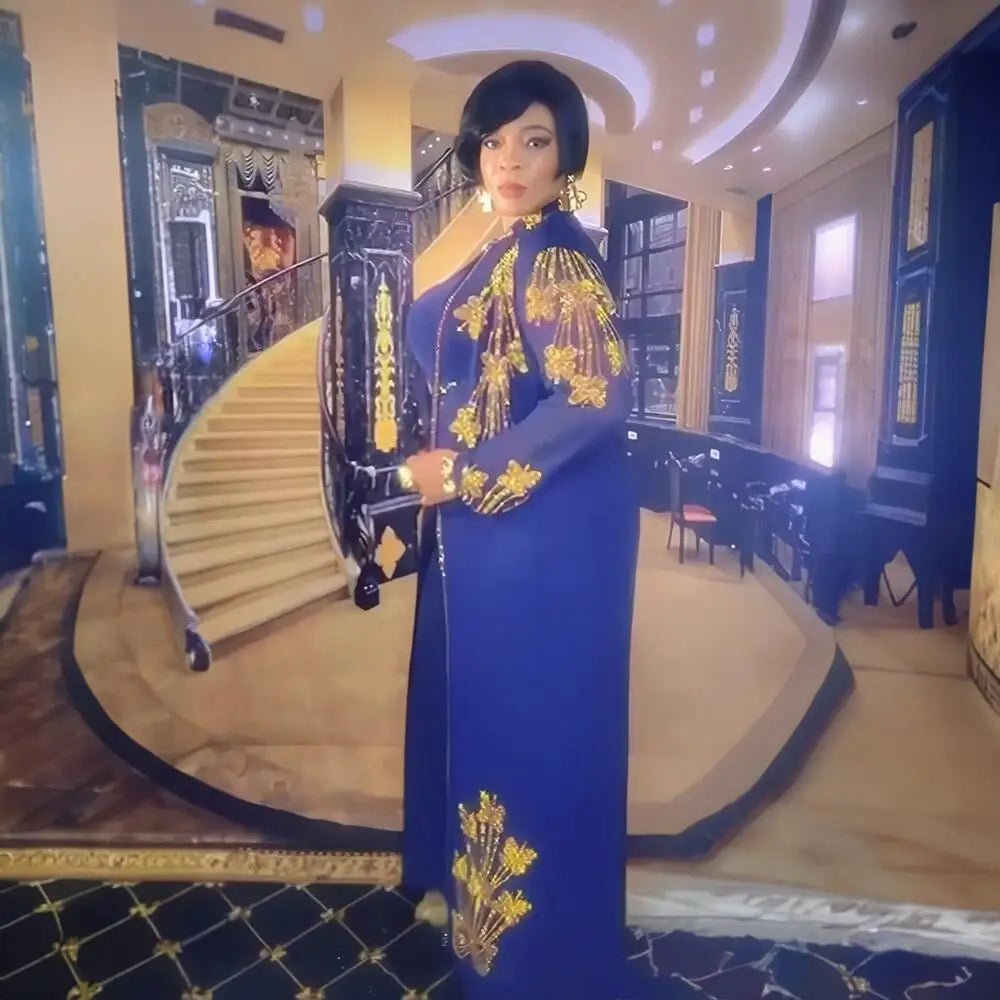 Women's Rhinestone African Suit Dress – Long Elegant Gown - Free Delivery Worldwide only at Flexi Africa