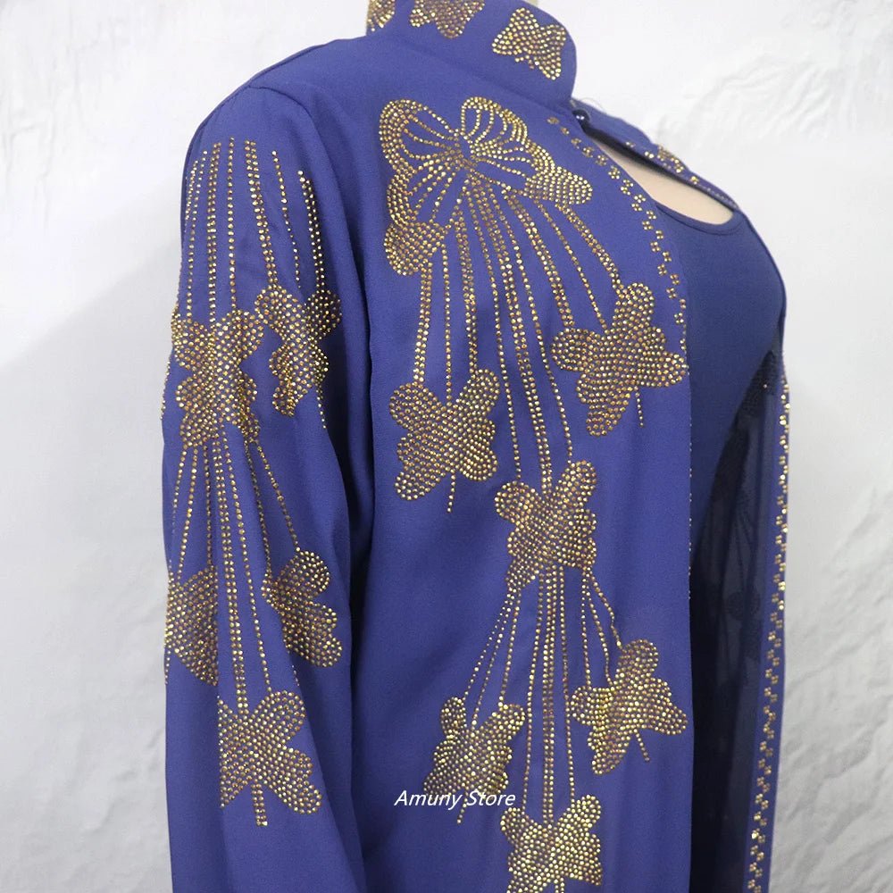 Women's Rhinestone African Suit Dress – Long Elegant Gown - Free Delivery Worldwide only at Flexi Africa