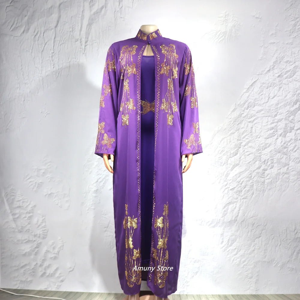 Women's Rhinestone African Suit Dress – Long Elegant Gown - Free Delivery Worldwide only at Flexi Africa